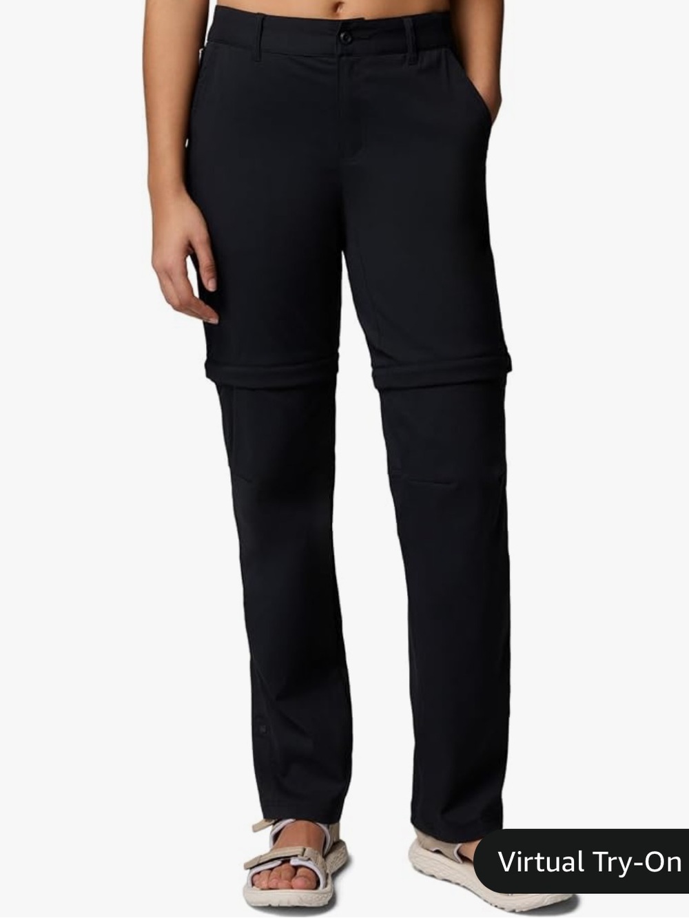 Columbia Womens Black Convertible Hiking Athletic Trail Zip Pants, Size 6